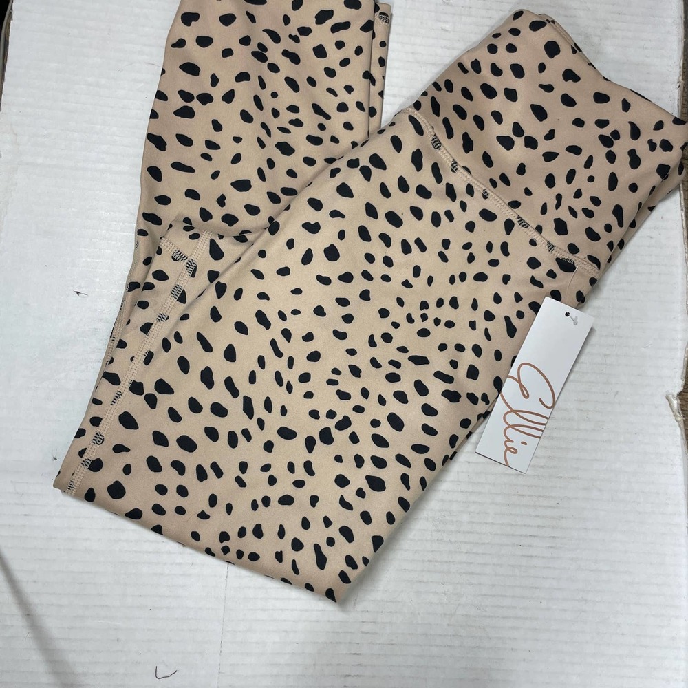 NWT Ellie Cream Skinny Leg High Rise Animal Print Active‎ Leggings Womens Sz 24